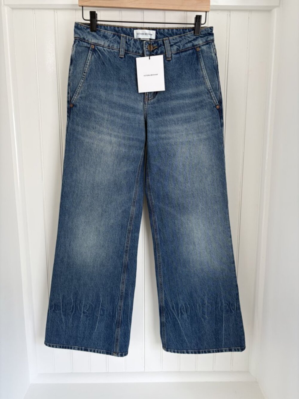 Victoria Beckham Gigi Jean Vintage Indigo Wide Leg Size 26 NWT Made Italy